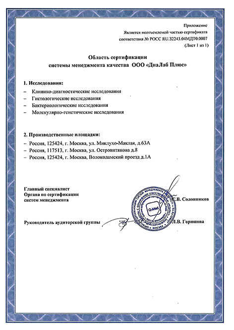 Сертификат Соответствия ГОСТ Р ИСО 15189–2015