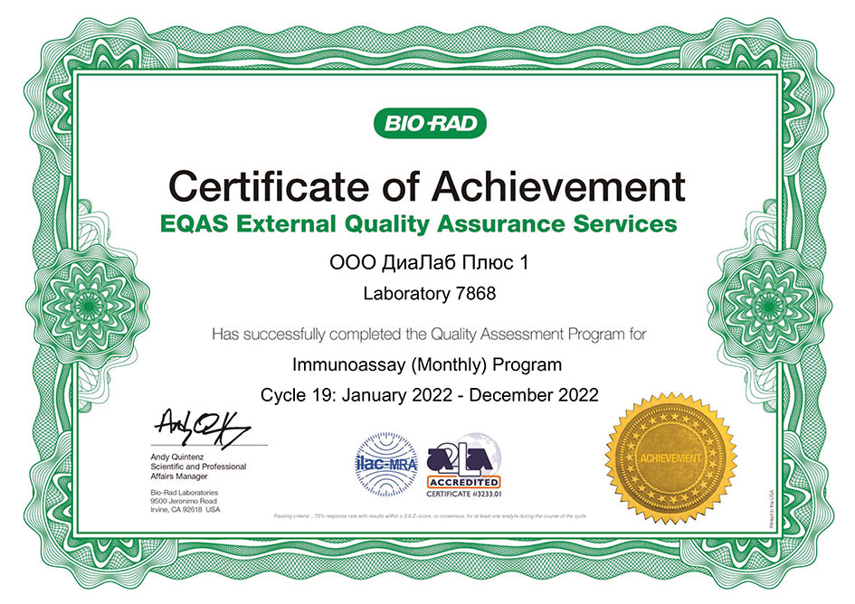 EQAS External Quality Assessment Program for Monthly Immunoassay